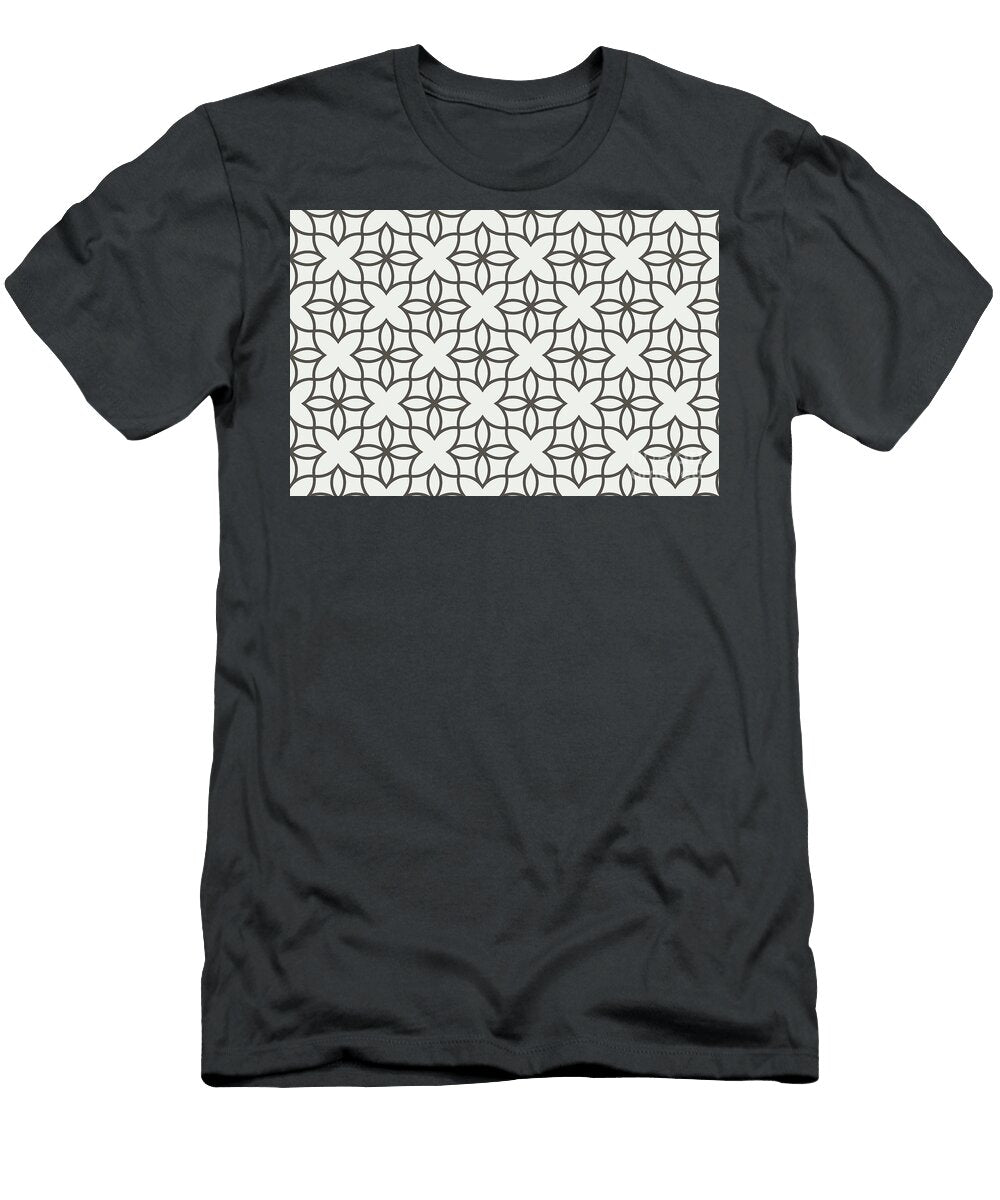 Brown and White Line Art Pattern 4 Flower Petite Patterns T-Shirt