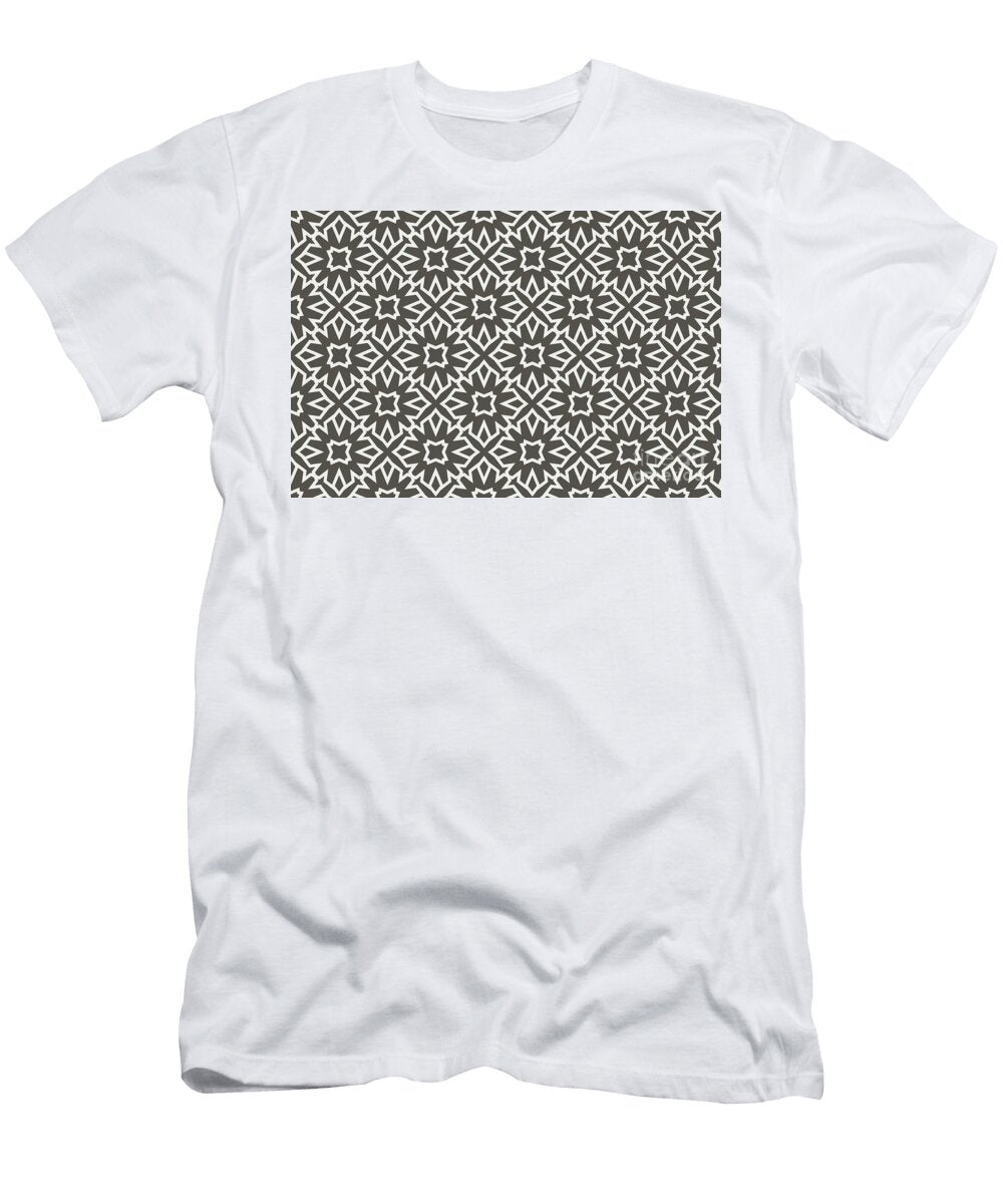 Brown and White Line Art Pattern 5 Flower Petite Patterns T-Shirt