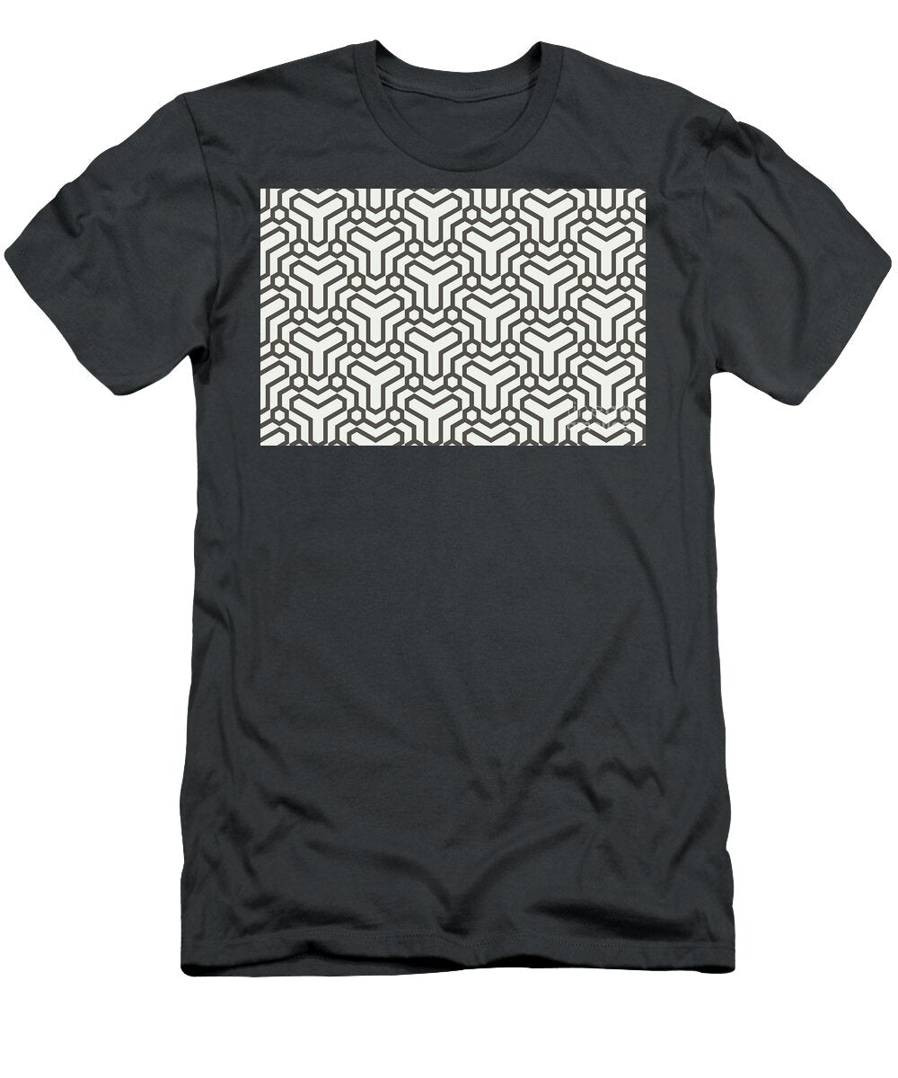 Brown and White Line Art Pattern 5 Shapes Petite Patterns T-Shirt