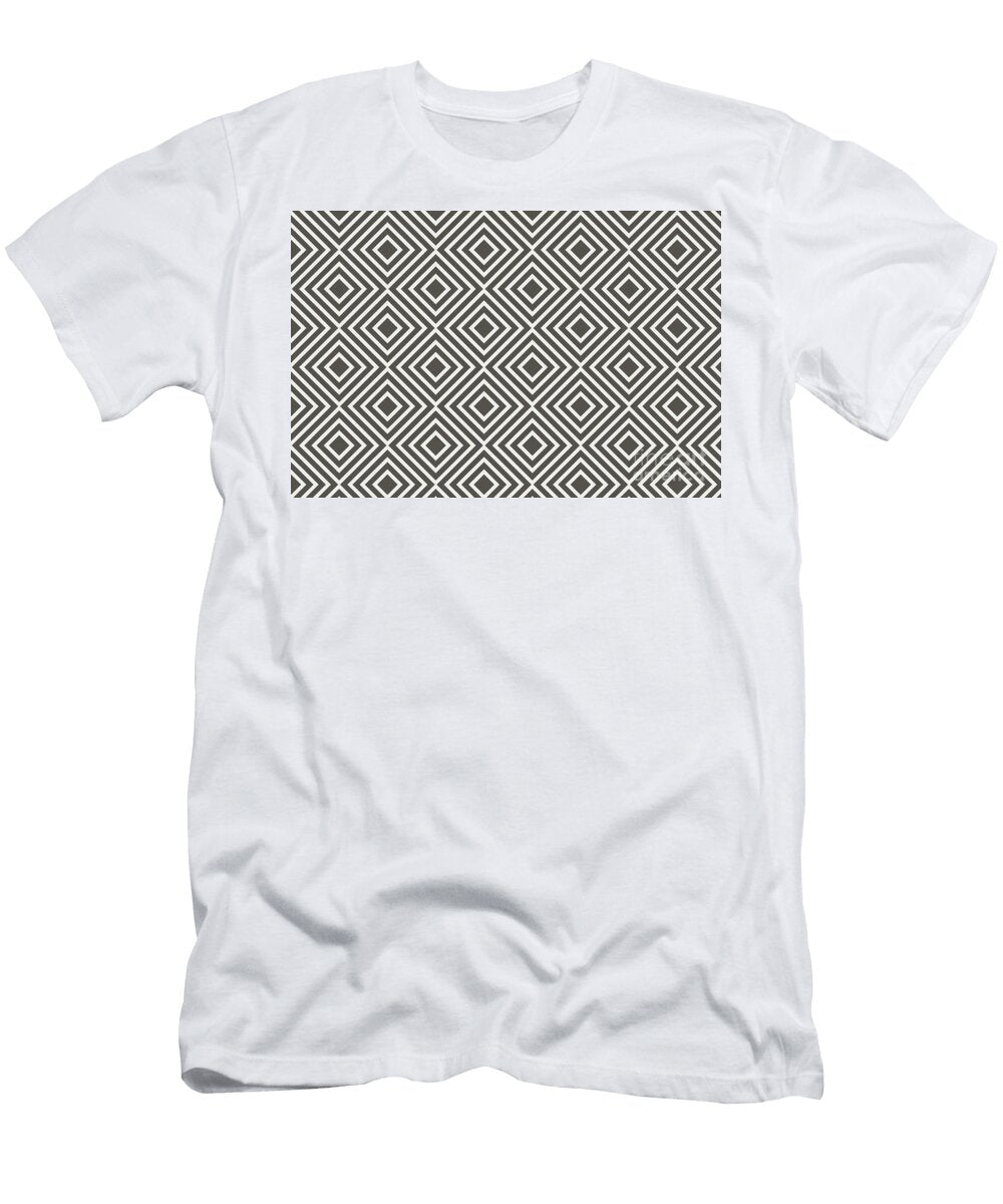 Brown and White Minimal Square Line Art Pattern Petite Patterns T-Shirt