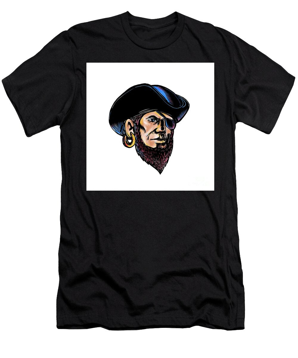 Buccaneer Eye Patch Scratchboard Aloysius Patrimonio T-Shirt