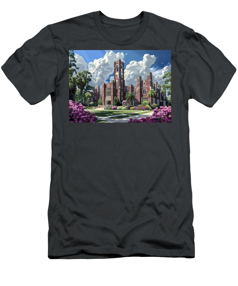 Building of Florida State Main University System Exterior Florida Tallahassee State University Historic Brick University Building with Tower and Lush Gardens Clark Leffler T-Shirt