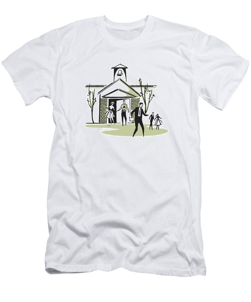 Building on College Campus and Students Csa Images T-Shirt