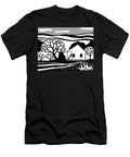 Cajun House Creole Cottage or Acadian Style Dwelling or Architecture in Black and White Retro Stencil Style Aloysius Patrimonio T-Shirt