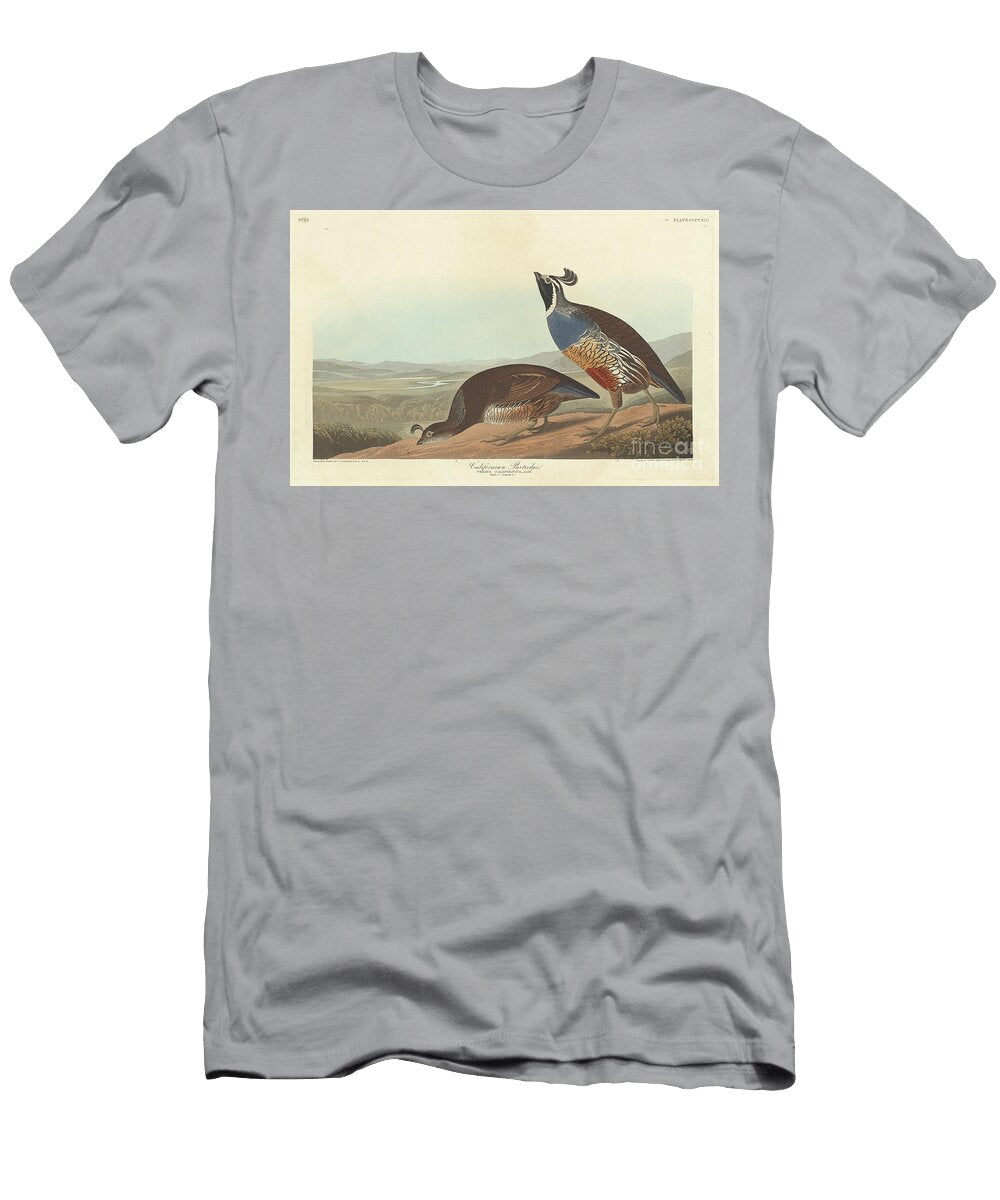 Californian Partridge 1838 Coloured Engraving John James Audubon T-Shirt
