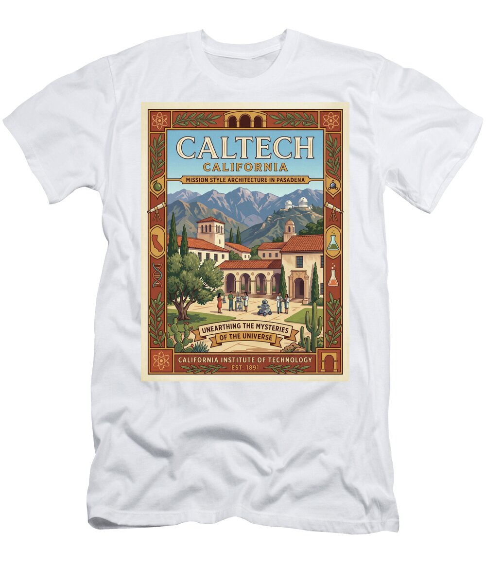 Caltech California Campus Iconic Vintage Travel Poster Sampadart Gallery T-Shirt