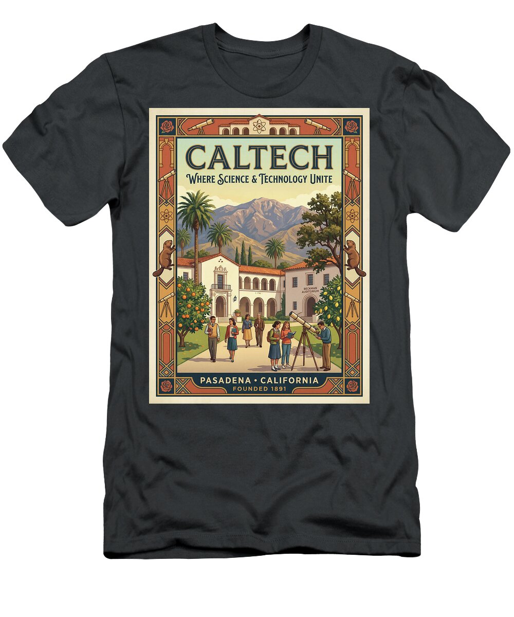 Caltech Campus Illustrative Iconic Vintage Travel Poster Sampadart Gallery T-Shirt