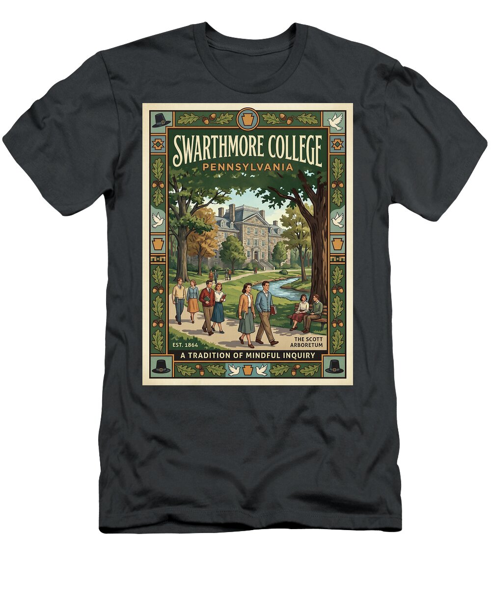 Campus Life At Swarthmore College Iconic Vintage Travel Poster Sampadart Gallery T-Shirt
