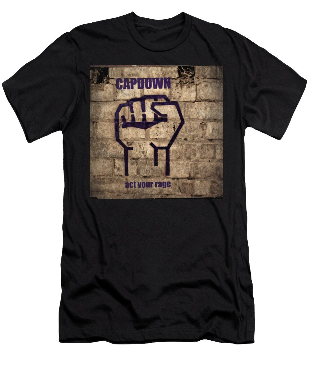 Capdown Stencil on Brick Wall Doris Watkins T-Shirt