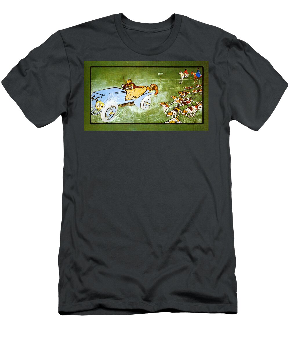 Car and Hunting Fox Umberto Boccioni T-Shirt
