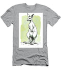 Cartoon Kangaroo with a Green Background Drawn in Black Ink Wall Art Prints T-Shirt