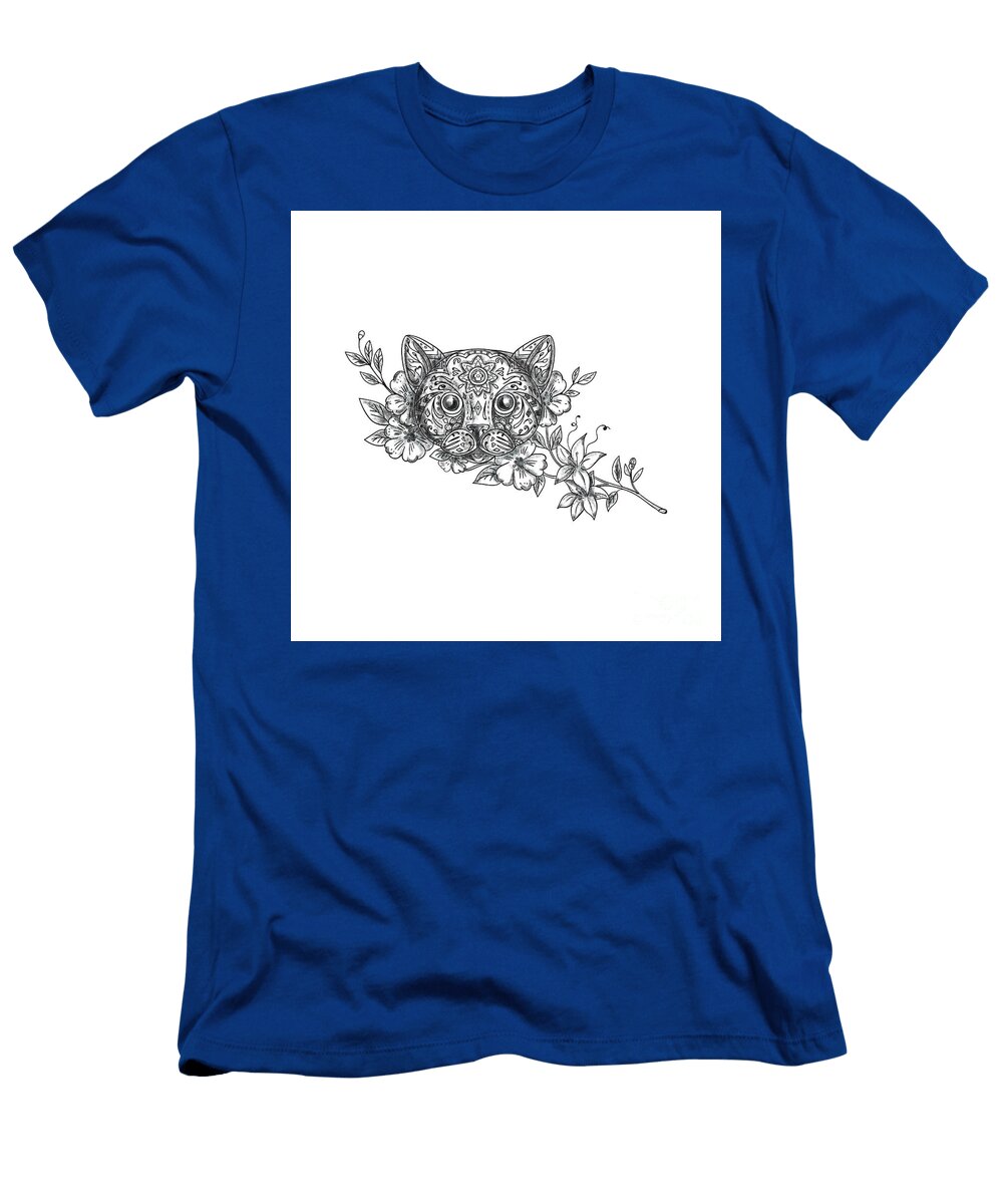 Cat Head Jasmine Flower Tattoo Aloysius Patrimonio T-Shirt