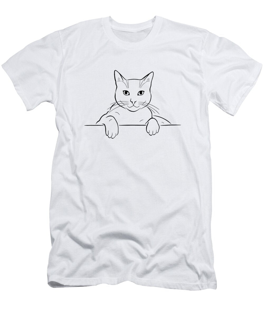 Cat Portrait Line Art Drawing Lj Knight T-Shirt