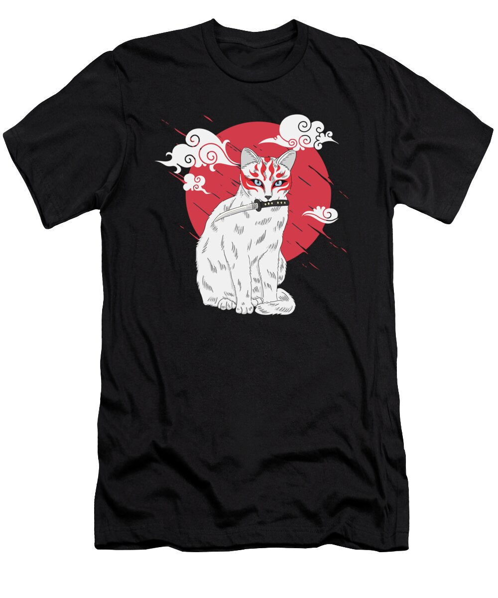 Cat with Sword Japanese Art Samurai Ninja Gift Thomas Larch T-Shirt