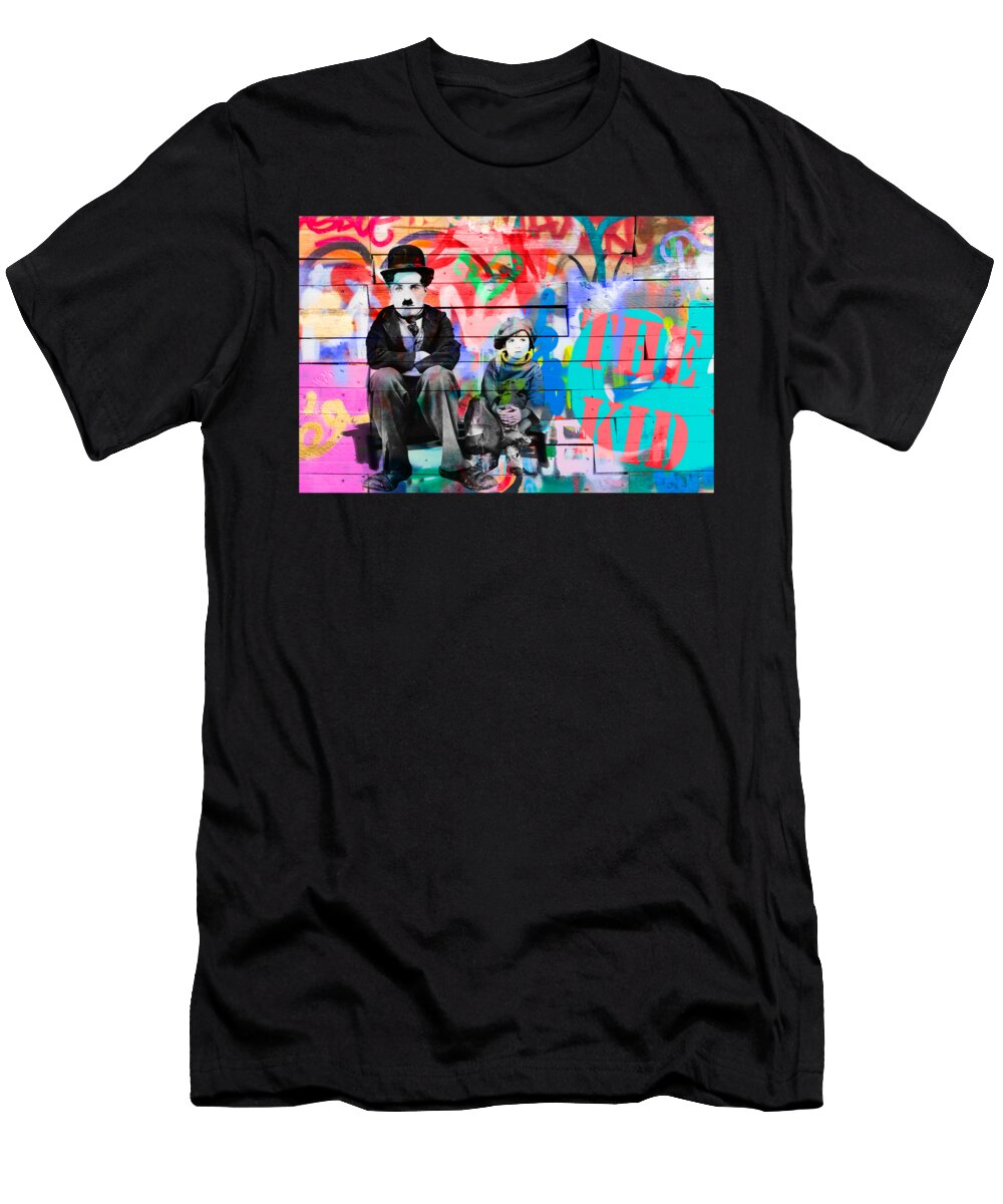 Charlie Chaplin and the Kid Graffiti Delphimages Photo Creations T-Shirt