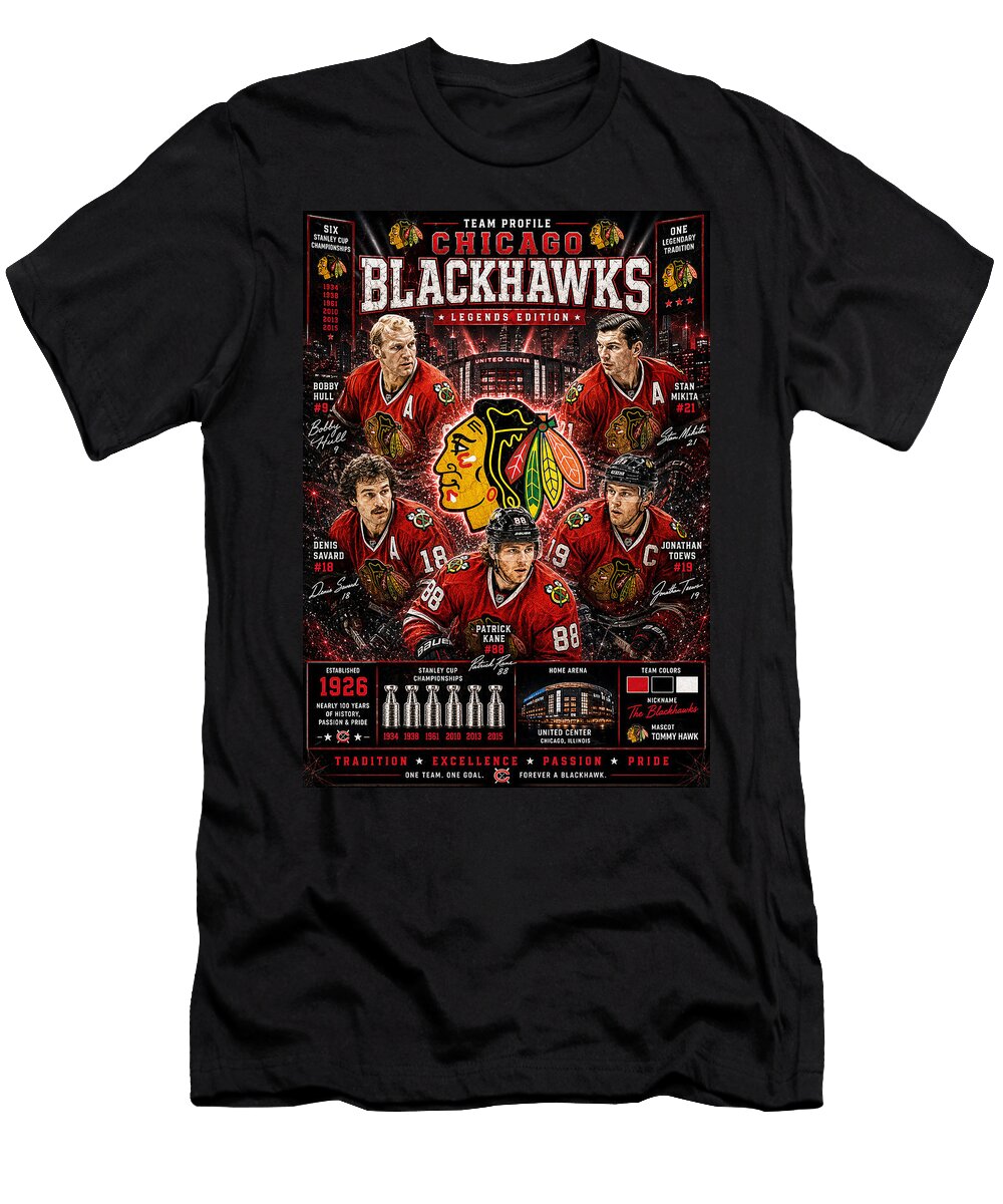 Chicago Blackhawks Legends Edition Kevin Walker and Pixel Reverie T-Shirt