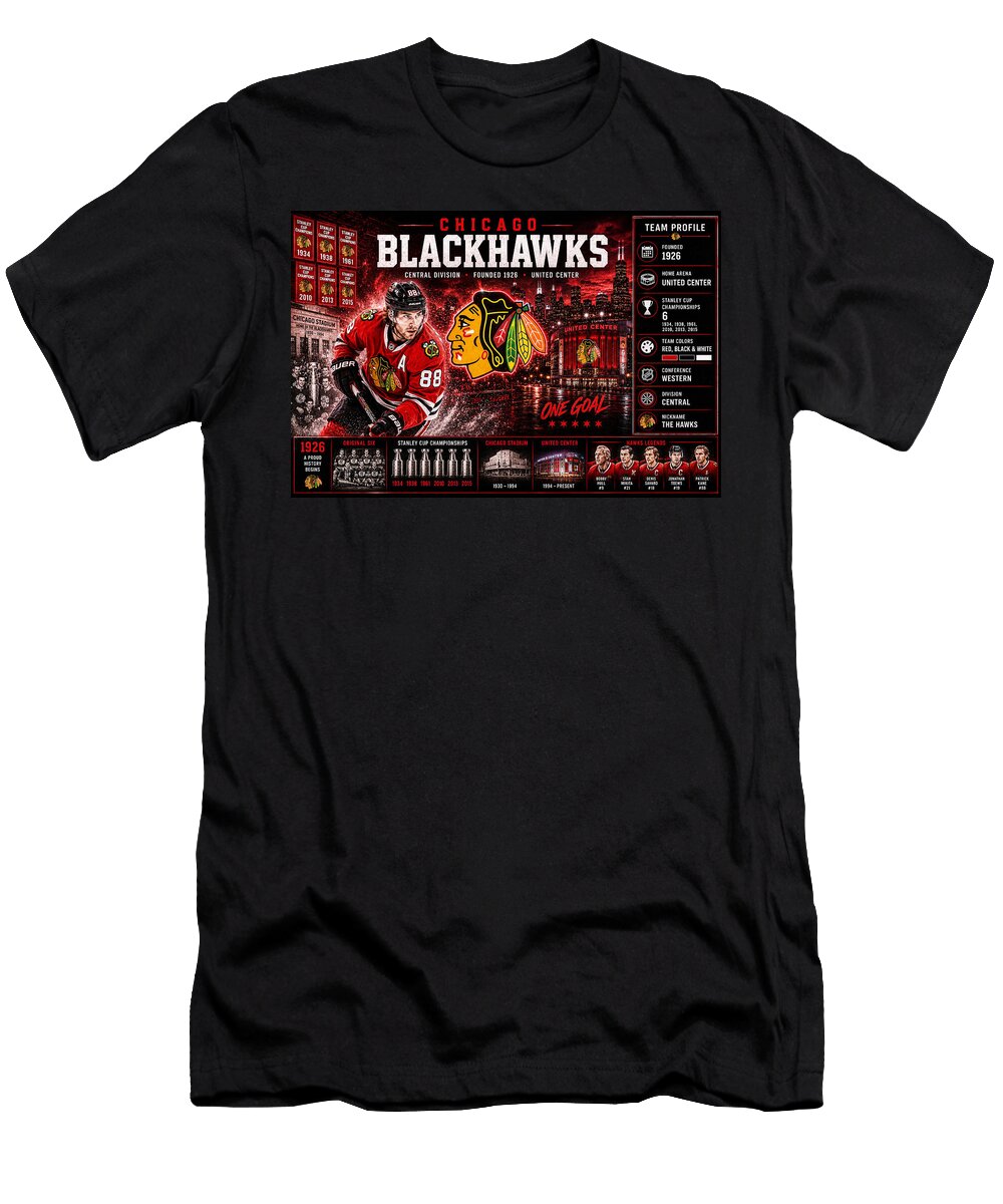 Chicago Blackhawks Tribute Poster Kevin Walker and Pixel Reverie T-Shirt
