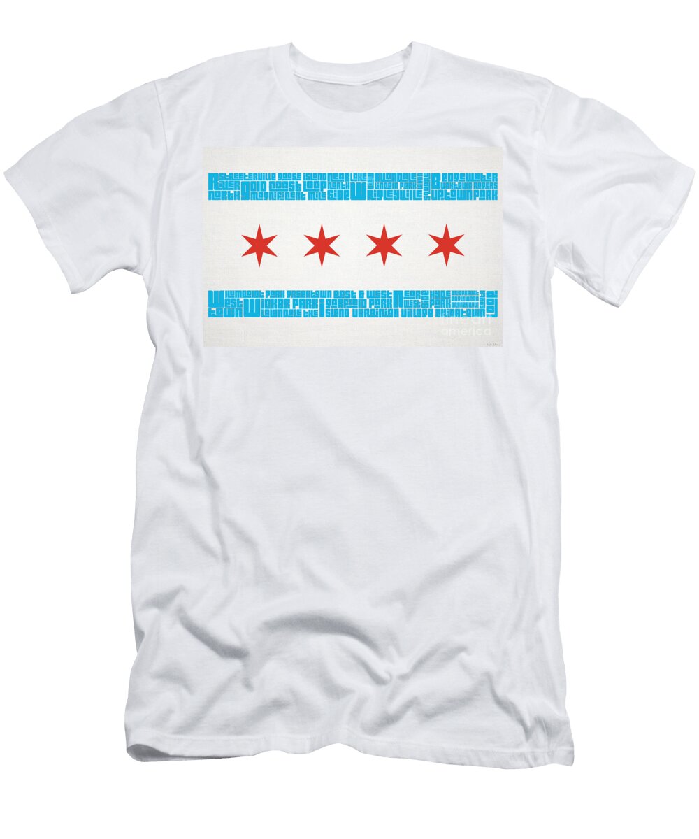 Chicago Flag Neighborhoods Mike Maher T-Shirt