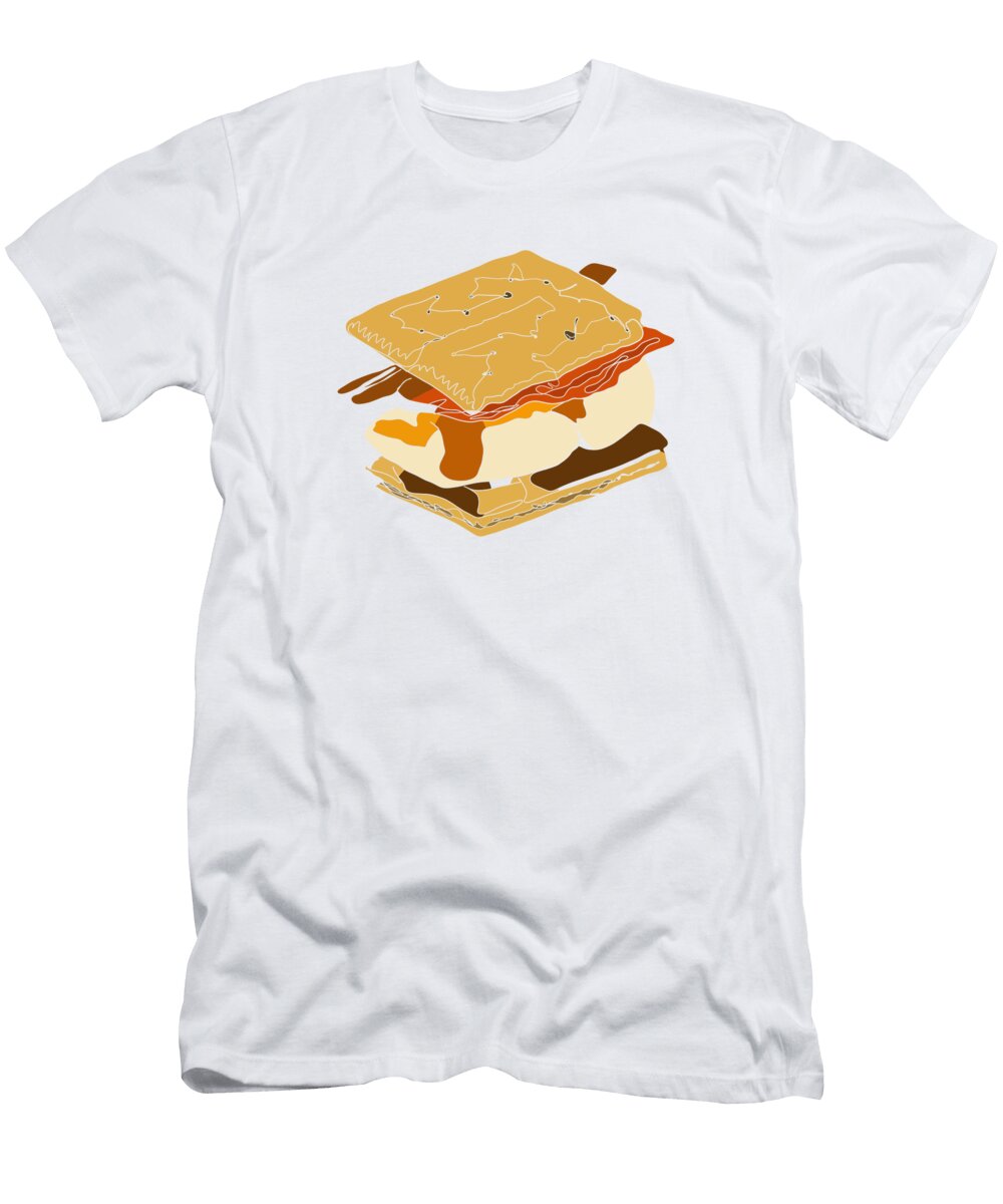 Chocolate Bacon Marshmello Smores Hand Drawn Artwork Dan Painter T-Shirt