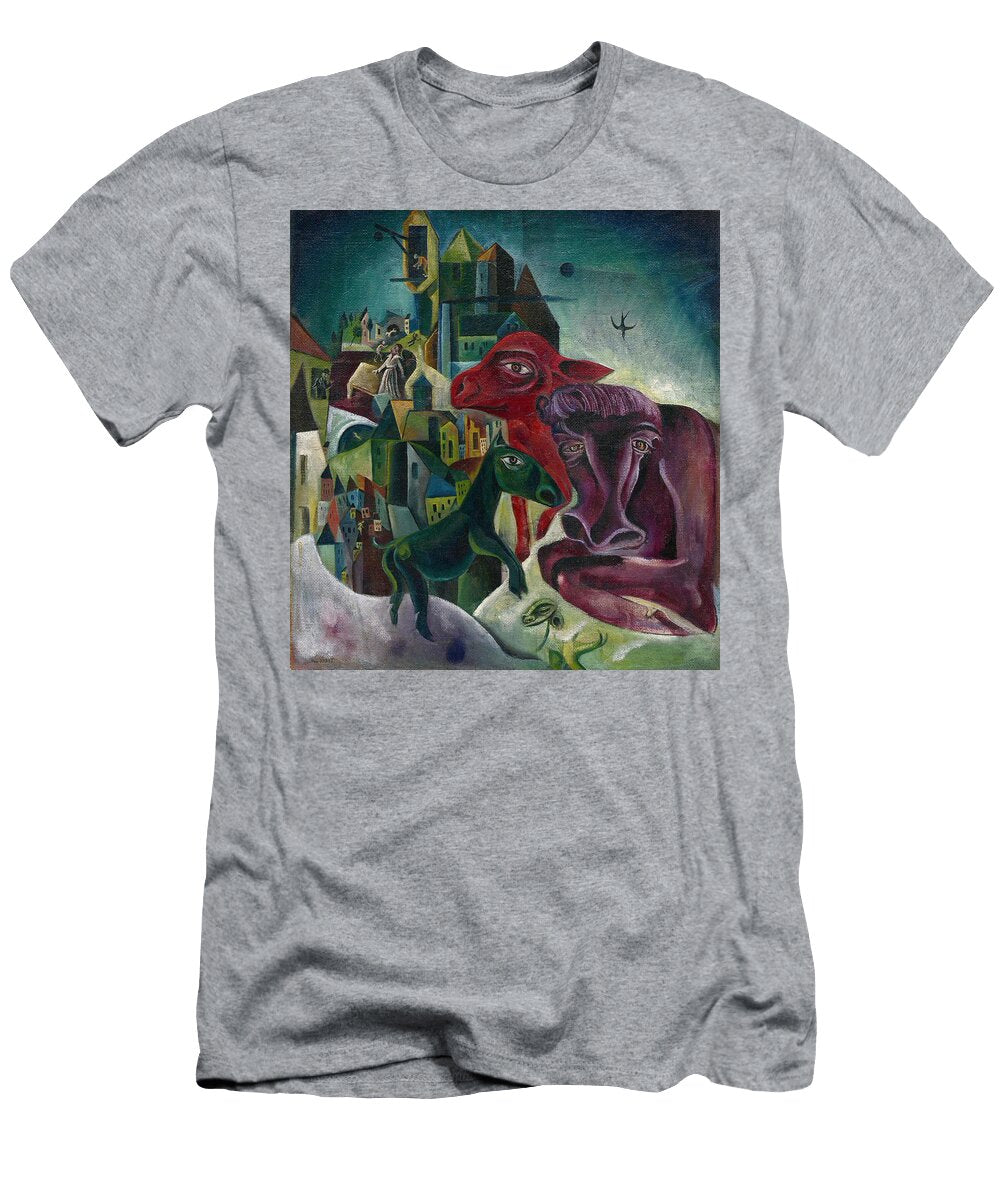 City with Animals Is an Expressionist Oil on Canvas Painting Created By Max Ernst in 1919 Motionage Designs T-Shirt