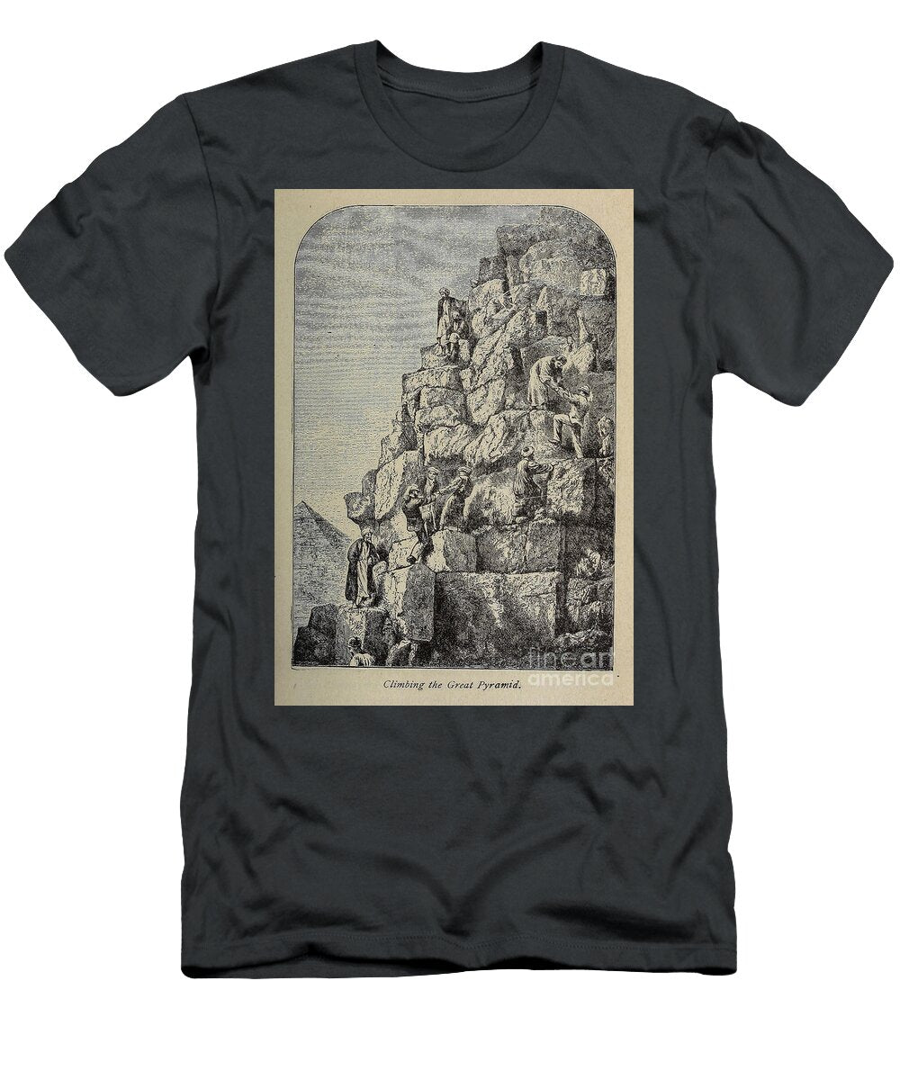 Climbing the Great Pyramid M1 Historic Illustrations T-Shirt