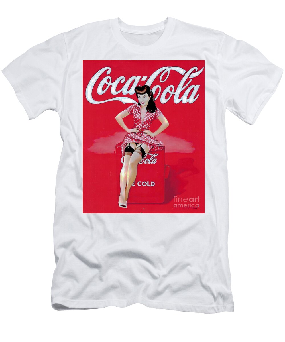 Coca Cola Lady in Red Polka Dot Dress Pepper Lee T-Shirt