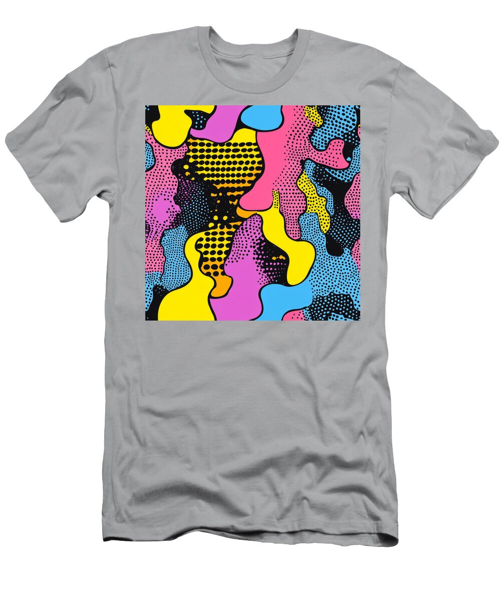 Colorful Abstract Camouflage Pattern with Halftone Dots Martiny Alberta T-Shirt