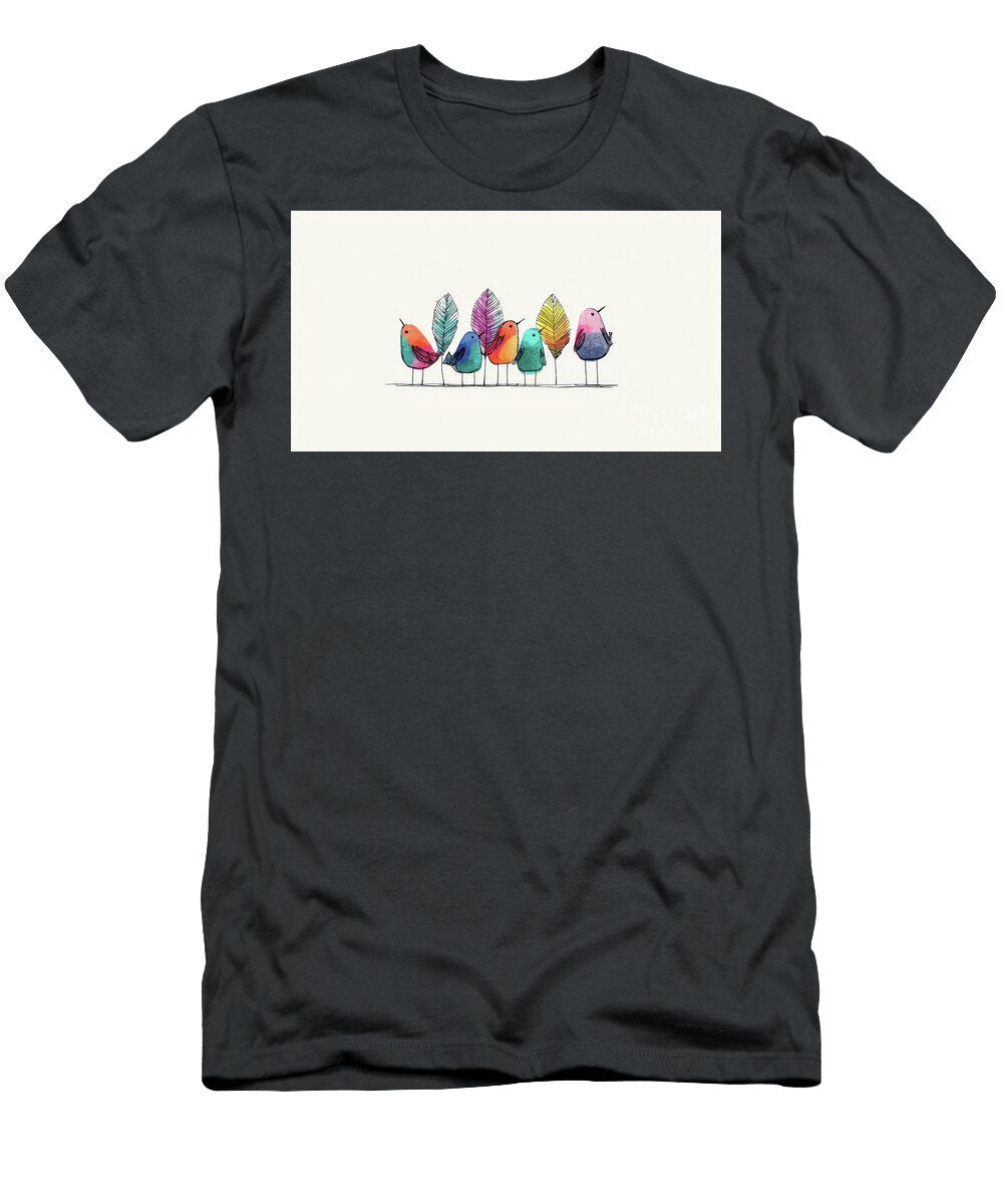 Colorful Birds Stand Near Feathers Beautiful Things T-Shirt