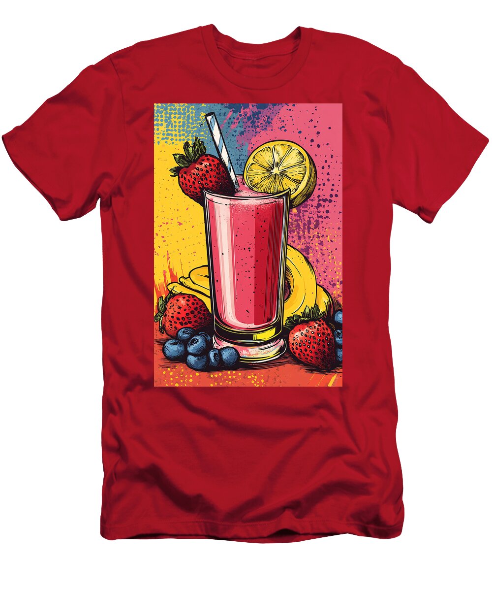 Colorful Fruit Smoothie Art Retro Pop Art Summer Drink Print Dream Stuff T-Shirt