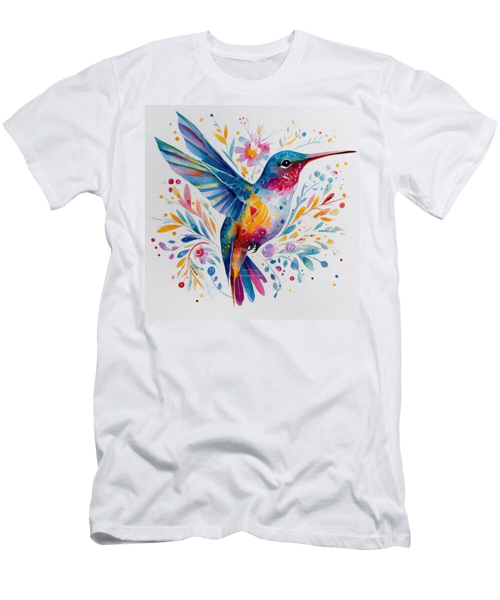 Colorful Hummingbird Surrounded By Leaves Betsy Knapp T-Shirt
