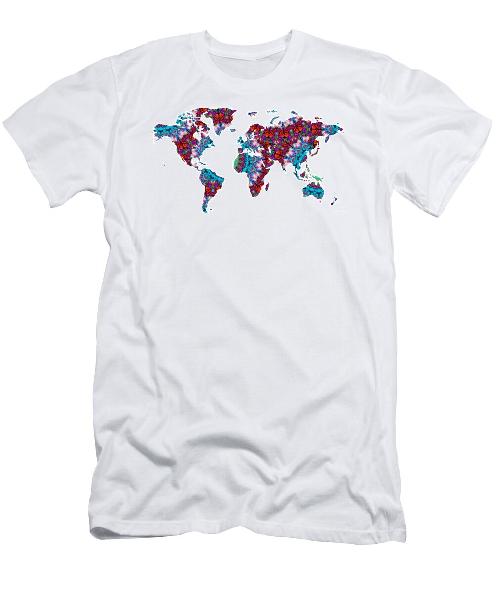 Colorful Map of the World 35 Mandala Art Sharon Cummings Sharon Cummings T-Shirt