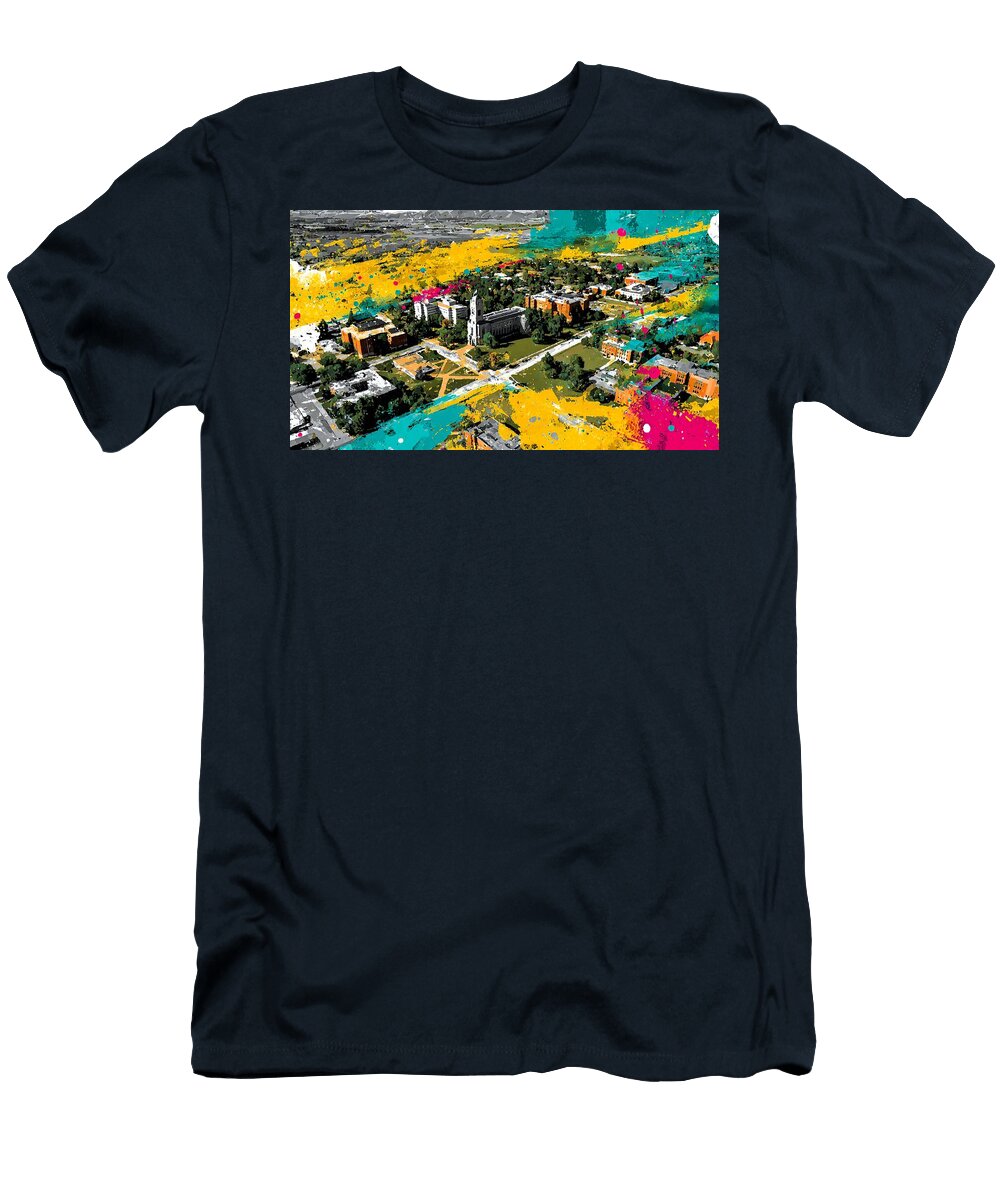 Colorful University of Wyoming Laramie Campus Cowboy State Urban Aerial Hollie Love T-Shirt