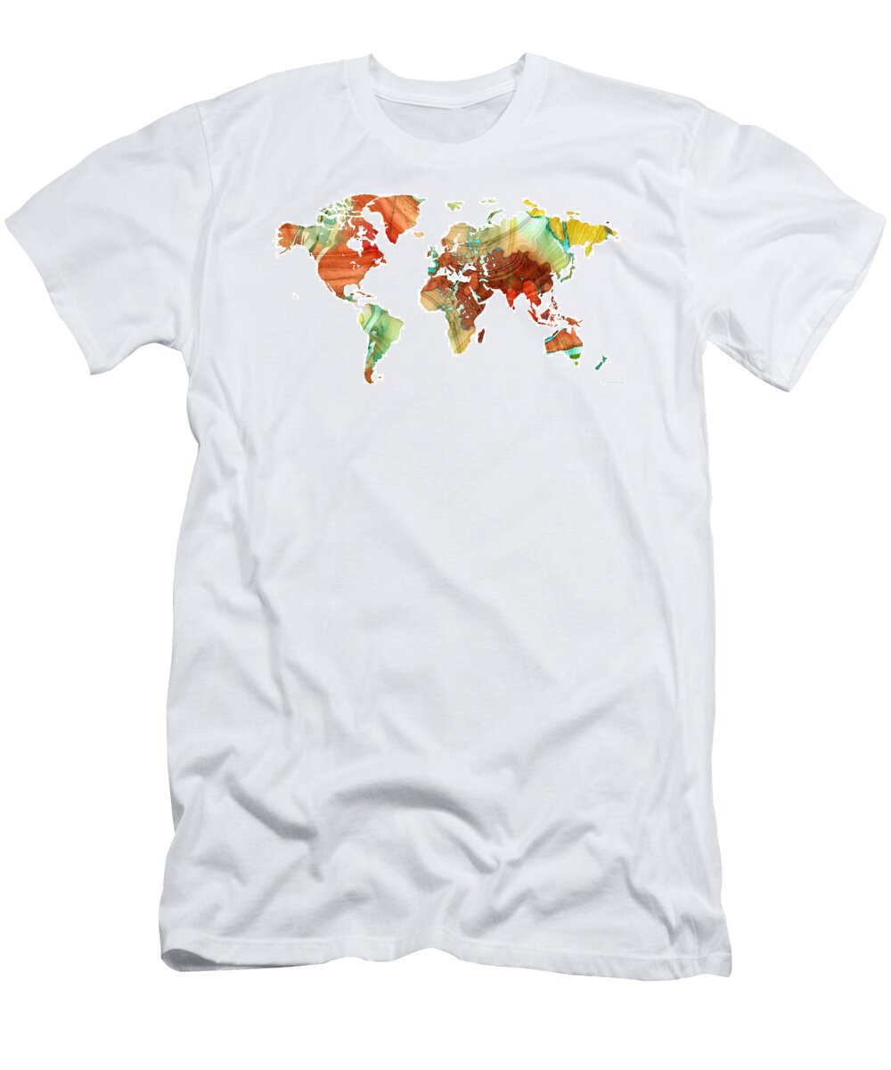 Colorful World Map 28 Sharon Cummings Sharon Cummings T-Shirt
