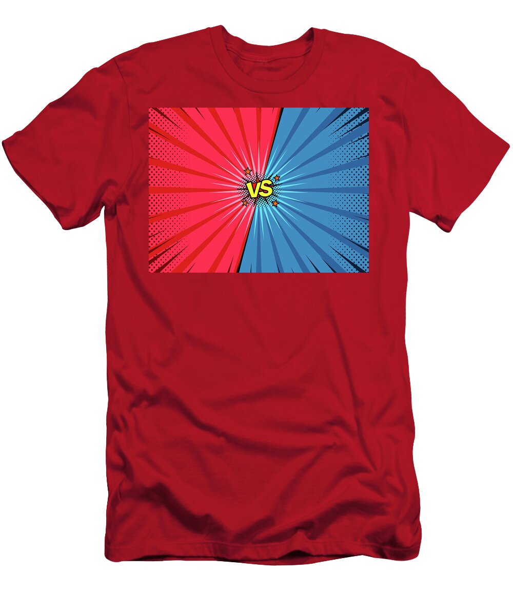 Comic Book Versus Background Classic Pop Art Style Superhero Battle Intro Halftone Print Texture Herbert T-Shirt