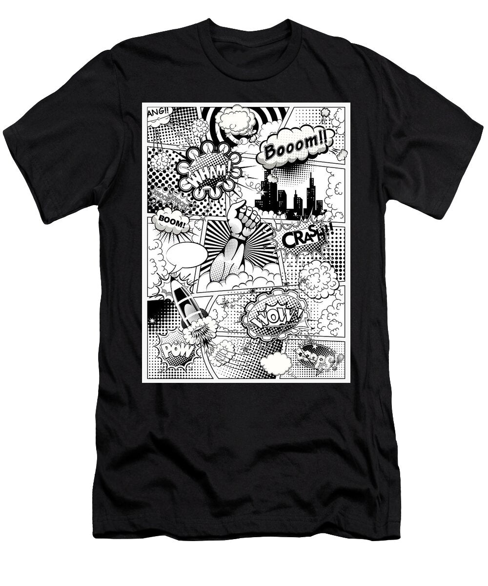 Comic Monochrome Seamless Pattern 1 Tony Rubino T-Shirt