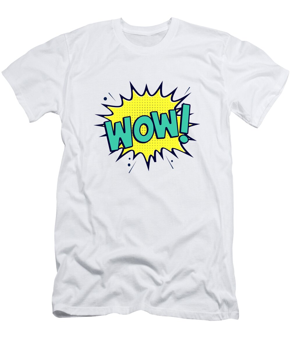 Comic Wow on Green Delphimages Photo Creations T-Shirt