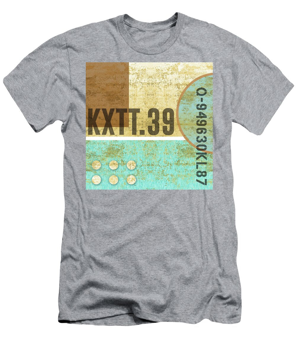 Contemporary Abstract Industrial Art Distressed Metal Blue and Sand Studio Grafiikka T-Shirt