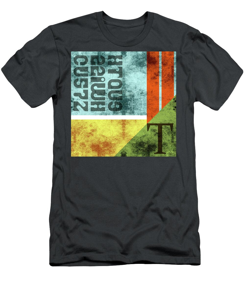 Contemporary Abstract Industrial Art Distressed Metal Blue Green Yellow Studio Grafiikka T-Shirt