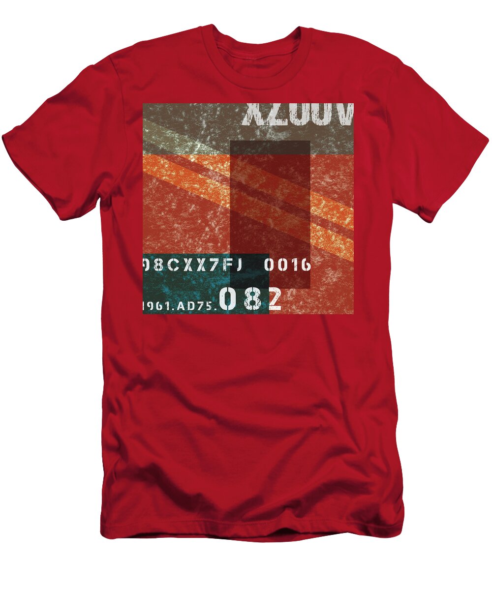Contemporary Abstract Industrial Art Distressed Metal Deep Red Studio Grafiikka T-Shirt