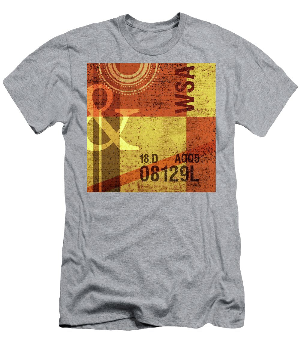 Contemporary Abstract Industrial Art Distressed Metal Olive Yellow and Orange Studio Grafiikka T-Shirt