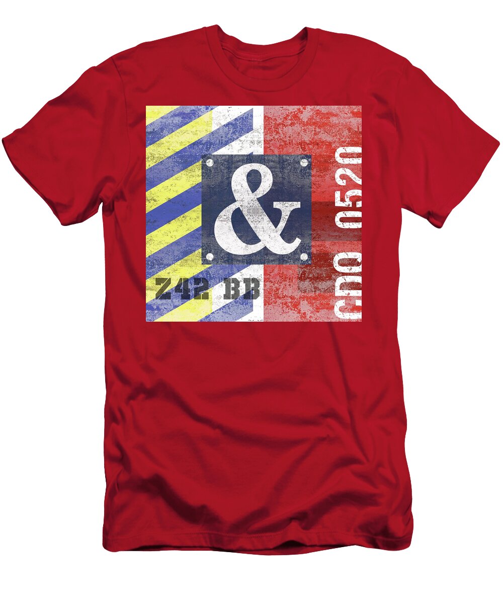 Contemporary Abstract Industrial Art Distressed Metal Red and Blue Stripes Studio Grafiikka T-Shirt