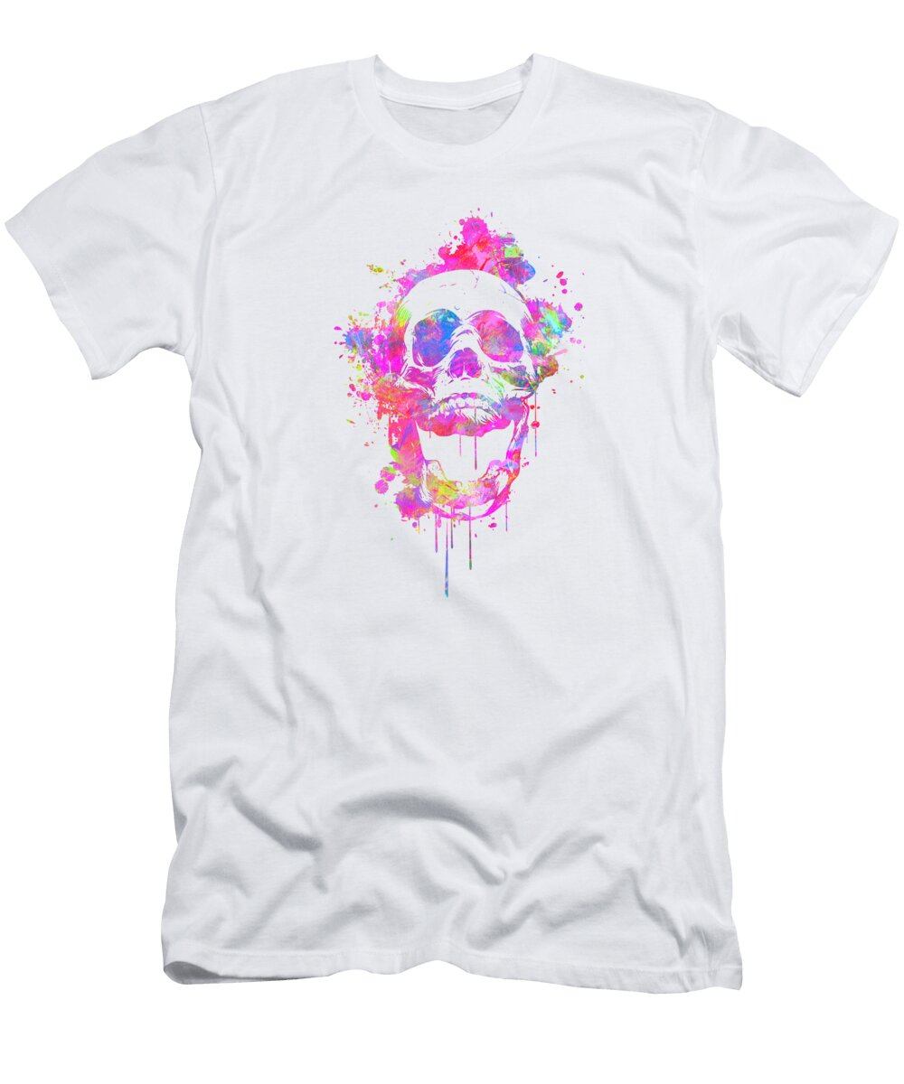 Cool and Trendy Pink Watercolor Skull Philipp Rietz T-Shirt