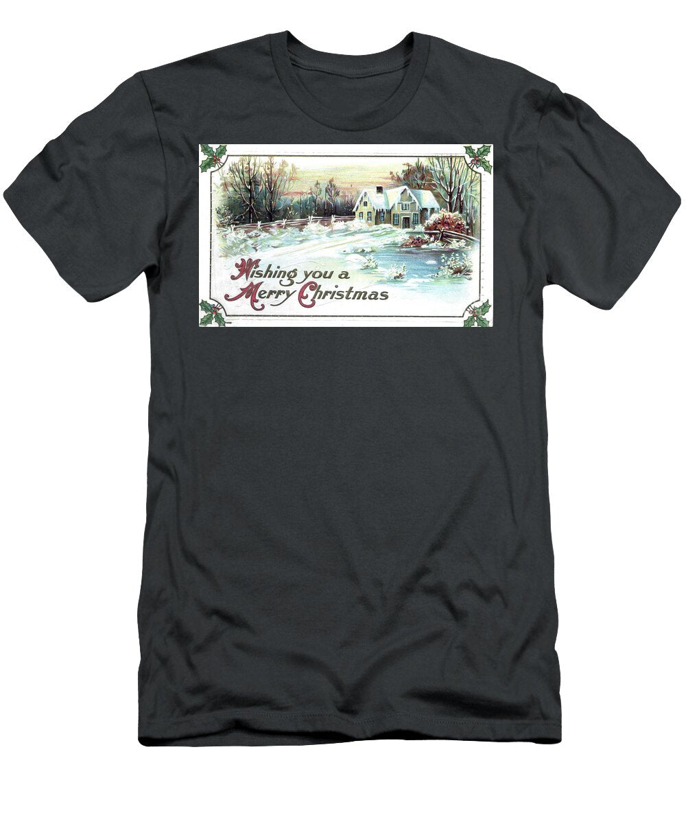 Cottage Woods with Snow Pete Klinger T-Shirt