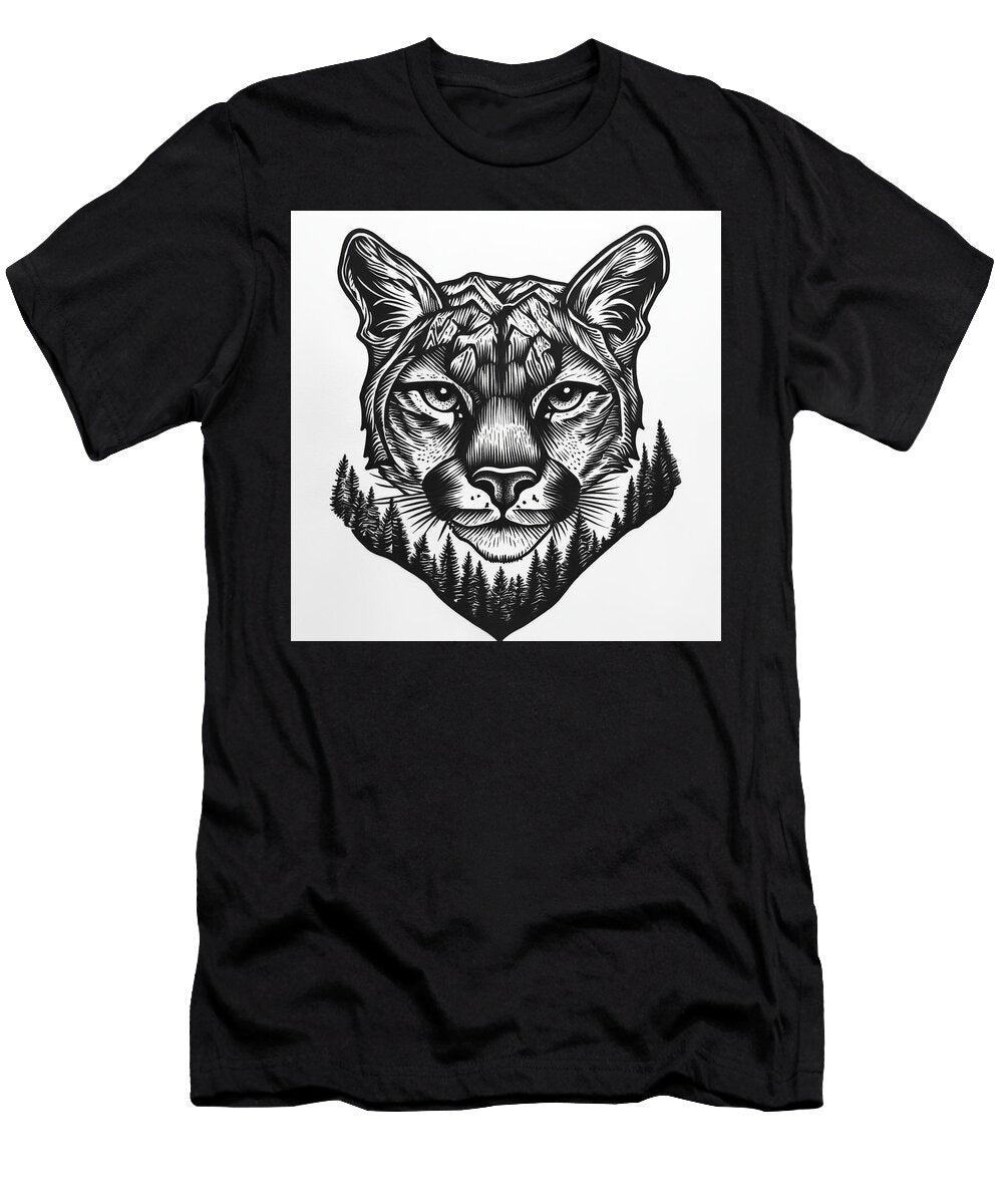 Cougar Head with Mountain Landscape Inside Bayata Sumbata T-Shirt