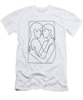 Couple Embrace in Line a Minimalist Love Connection Minimalistic Love Art Romantic Lineart Mounir Khalfouf T-Shirt
