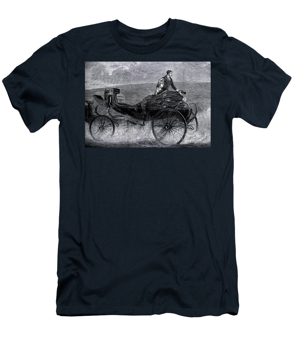 Couple Riding in Horse Carriage Looking Back Pete Klinger T-Shirt