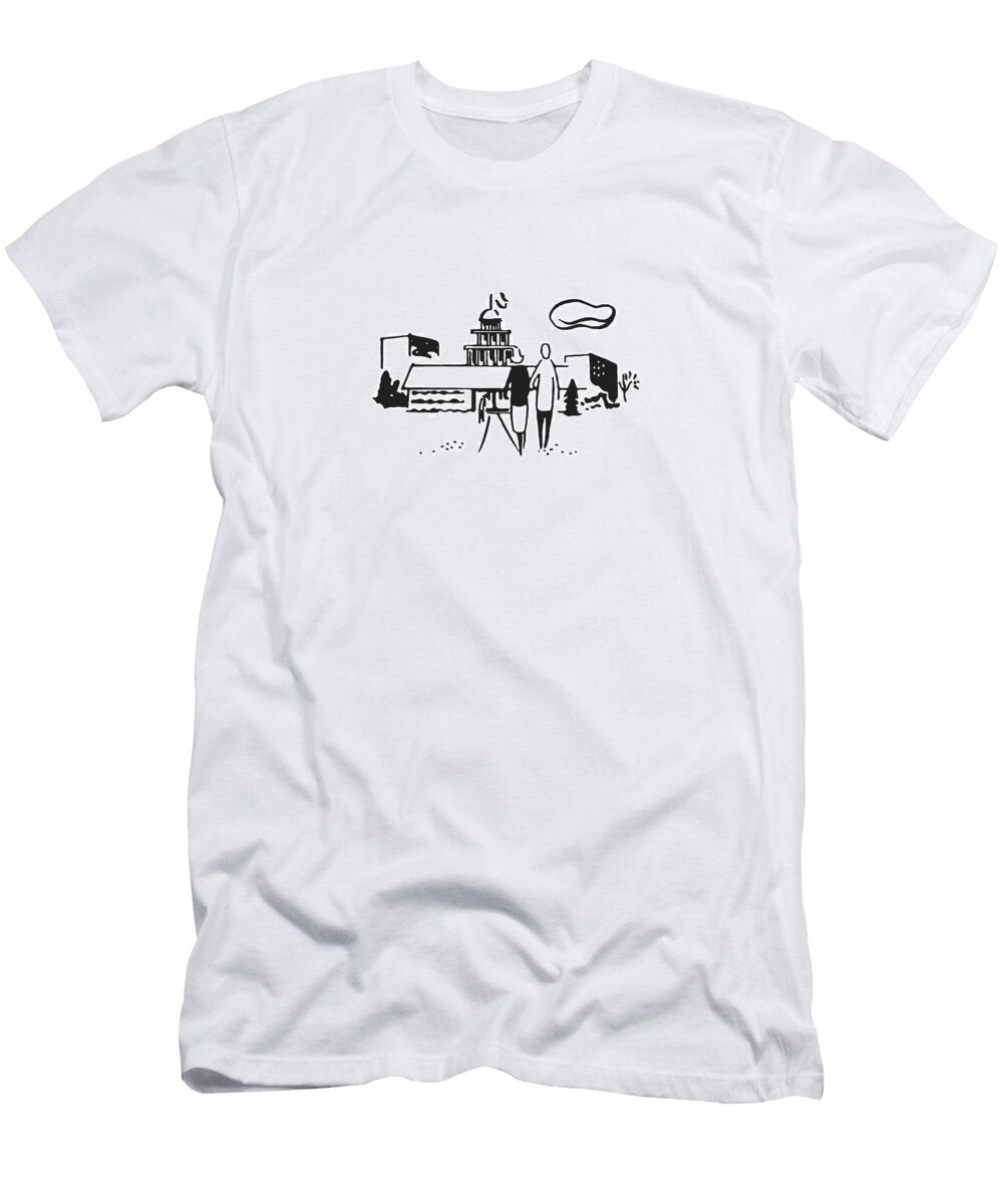 Couple Walking Toward a Public Building Csa Images T-Shirt