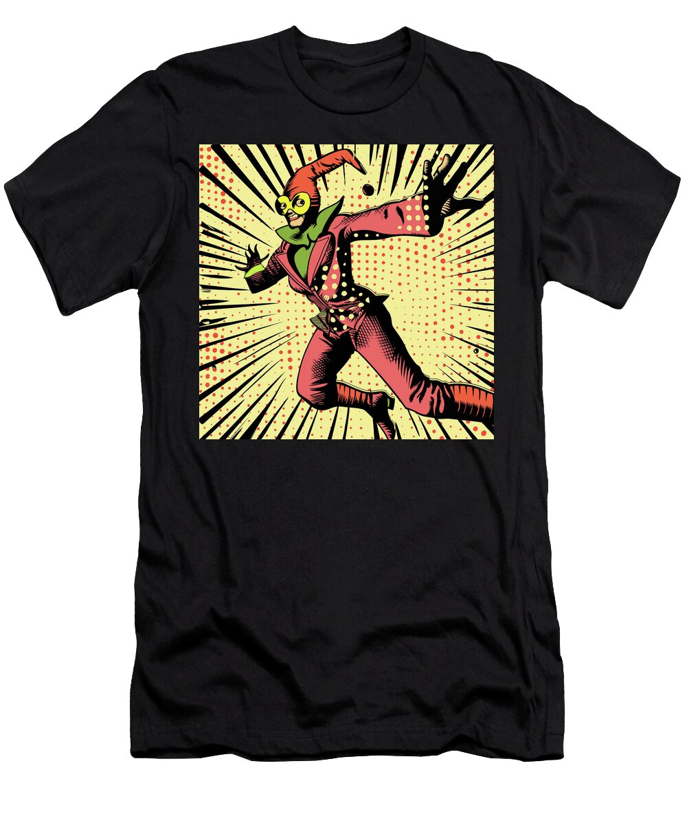 Court Jester Costume Comic Book Art 76 Mad Paperairplanes T-Shirt