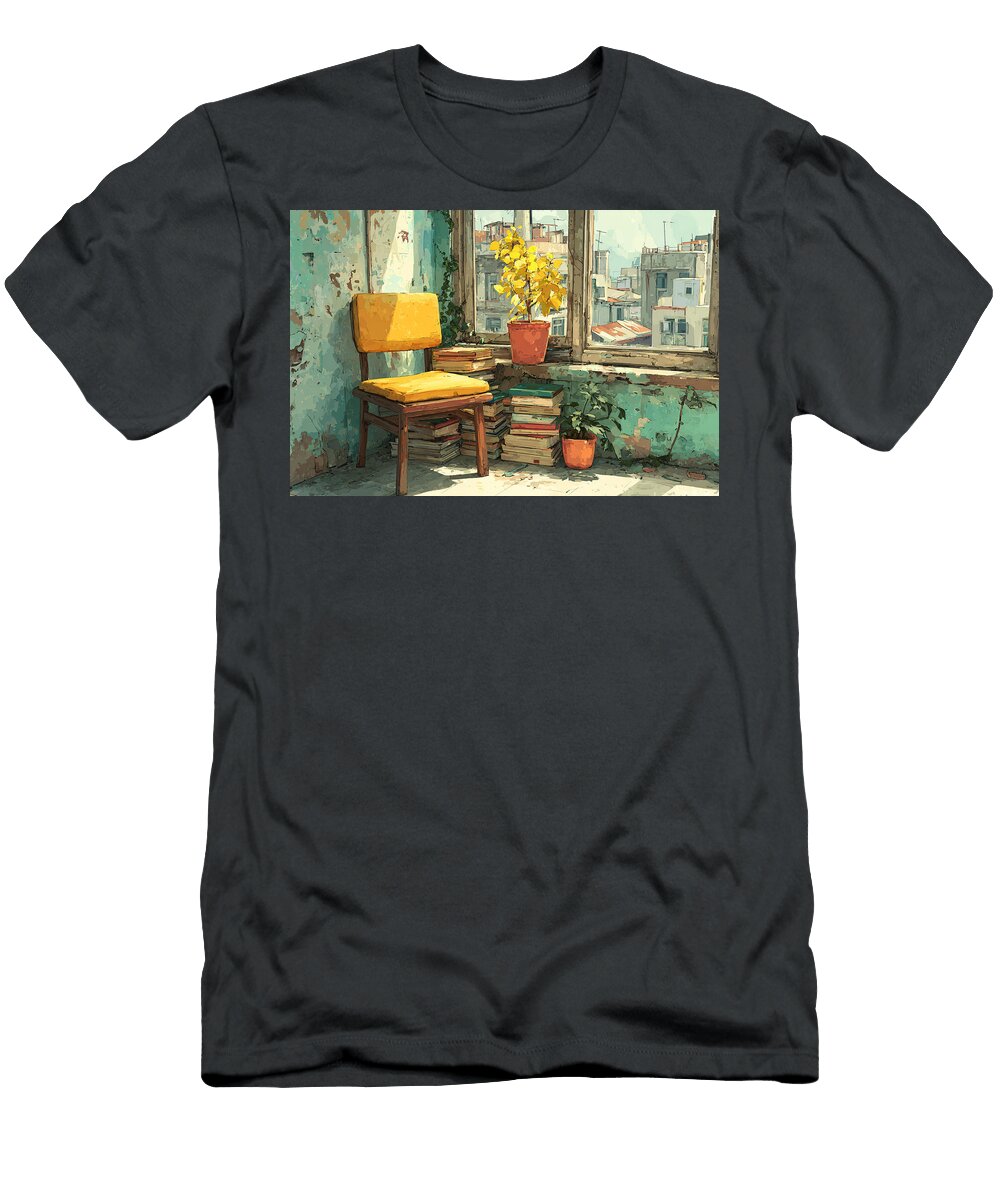Cozy Reading Nook with City View Sasa Sun T-Shirt