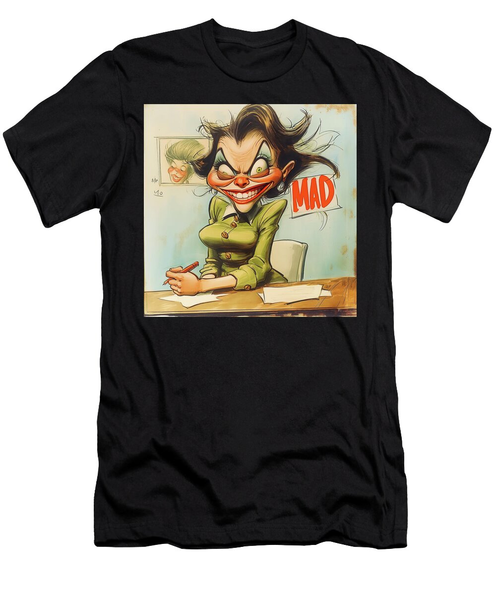 Crazy Boss Lady Mad Comic Book Cover 41 Mad Paperairplanes T-Shirt